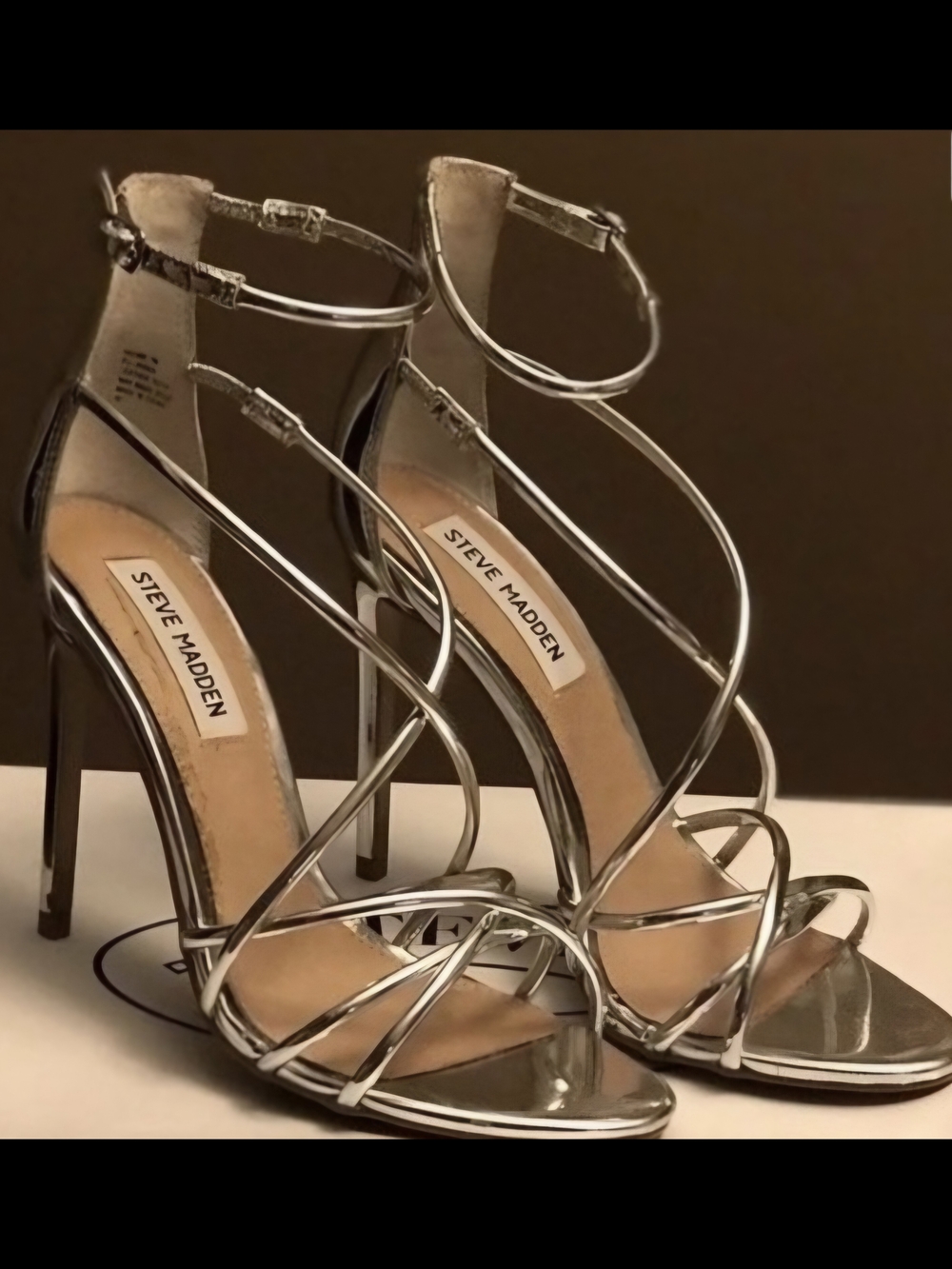 Steve Madden Silver Strappy Stiletto Sandals - Picture 7 of 7